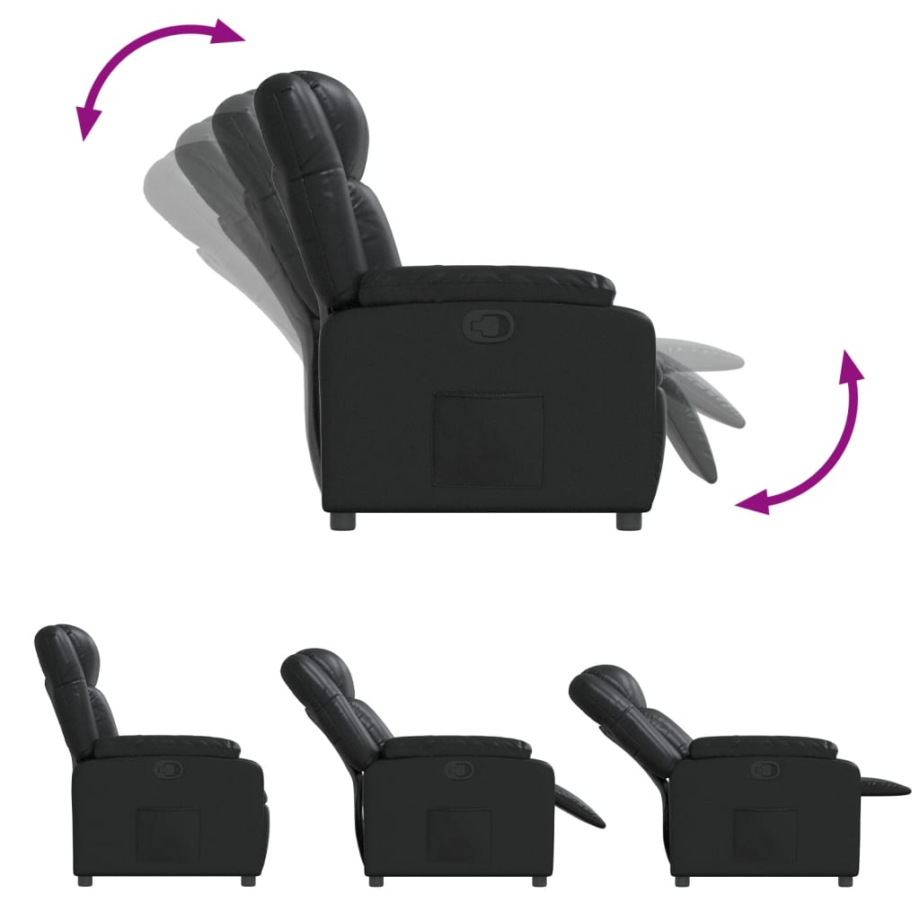 Fauteuil verstelbaar kunstleer zwart