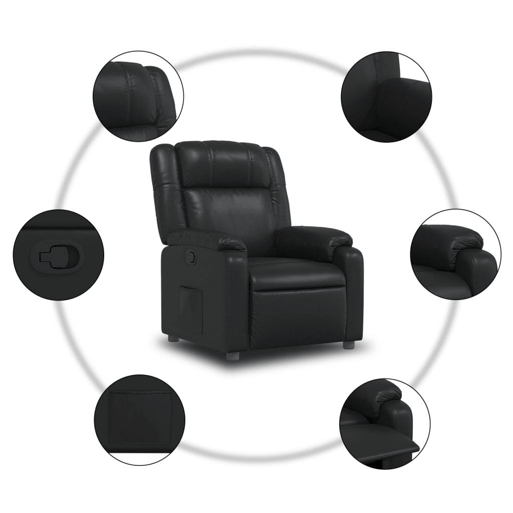 Fauteuil verstelbaar kunstleer zwart