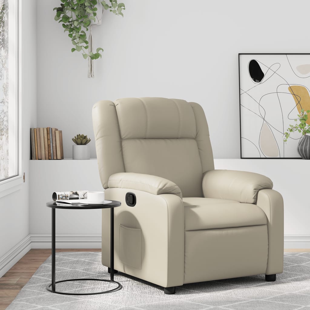Fauteuil verstelbaar kunstleer crèmekleurig