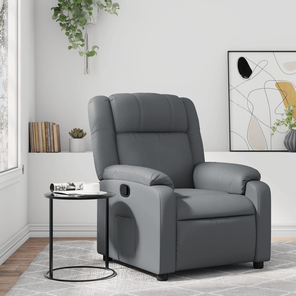 Fauteuil verstelbaar kunstleer grijs