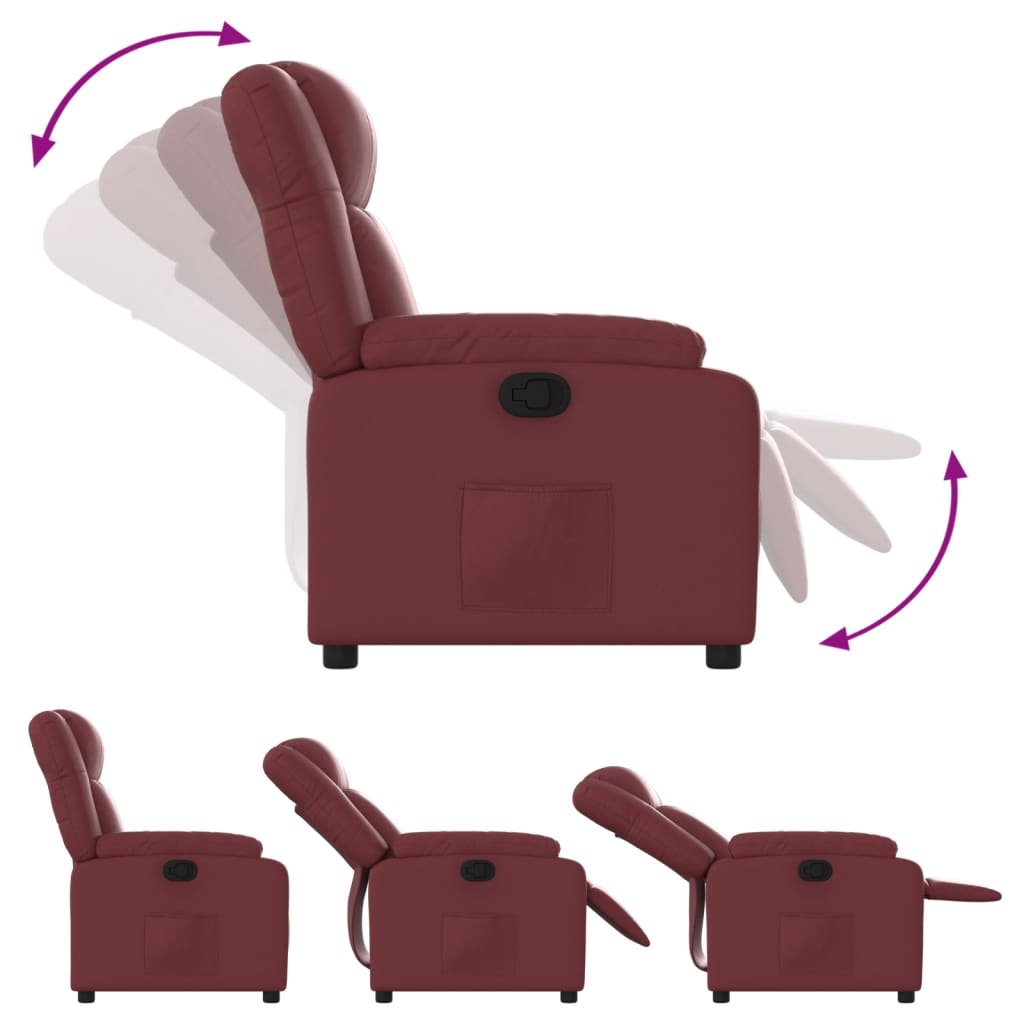 Fauteuil verstelbaar kunstleer wijnrood