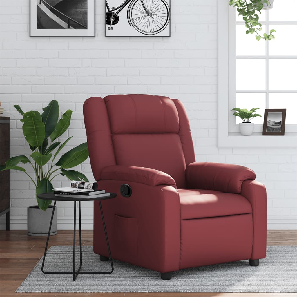 Fauteuil verstelbaar kunstleer wijnrood