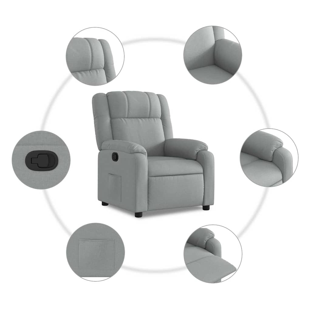 Fauteuil verstelbaar stof lichtgrijs