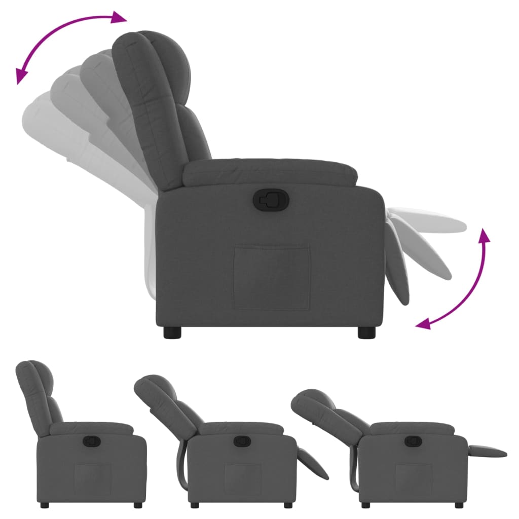 Fauteuil verstelbaar stof donkergrijs