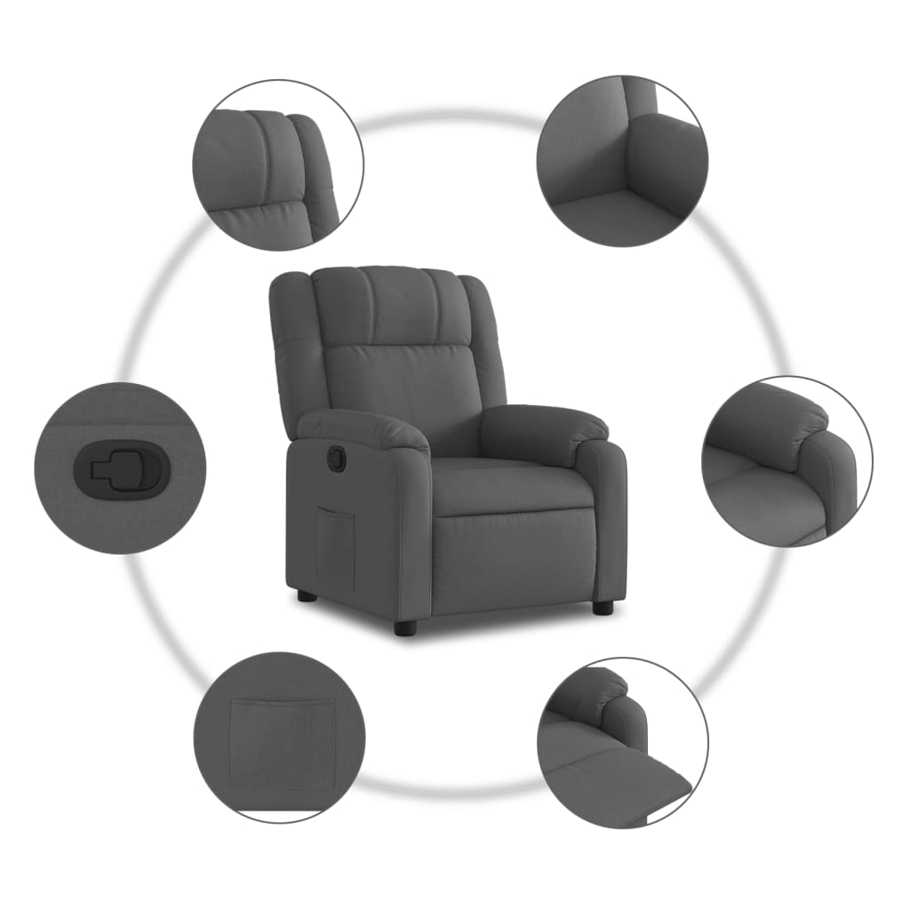 Fauteuil verstelbaar stof donkergrijs