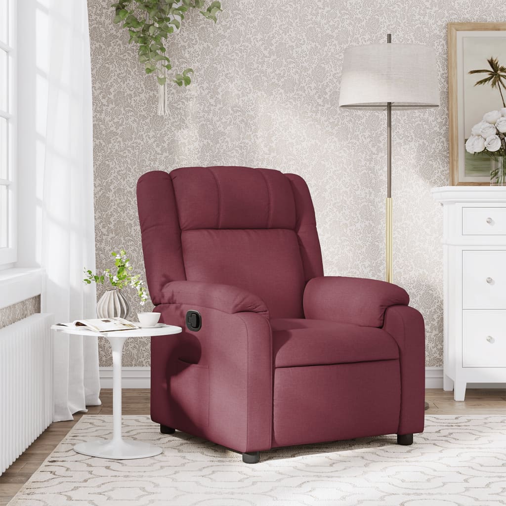 Fauteuil verstelbaar stof wijnrood