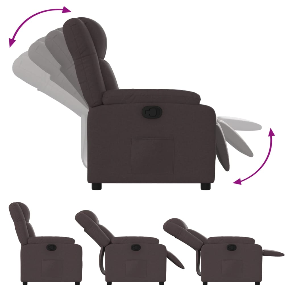 Fauteuil verstelbaar stof donkerbruin