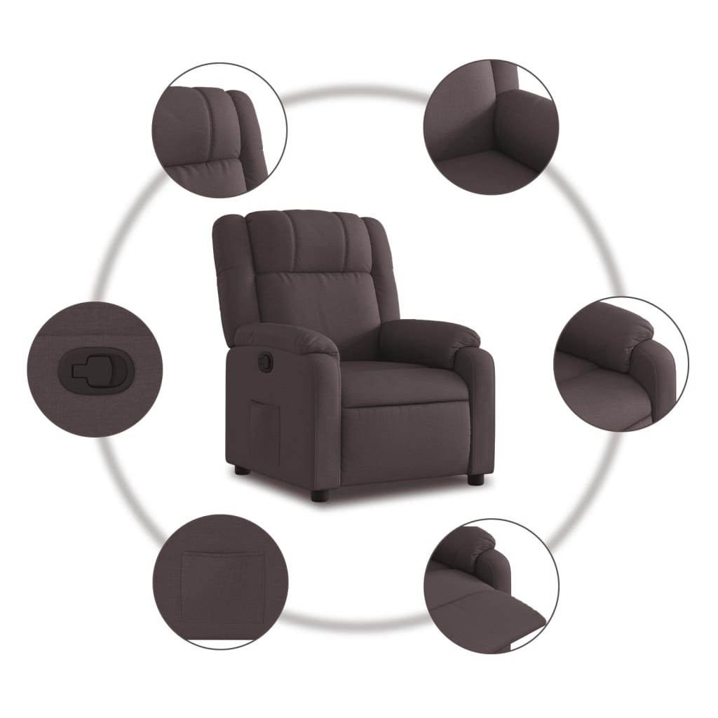 Fauteuil verstelbaar stof donkerbruin