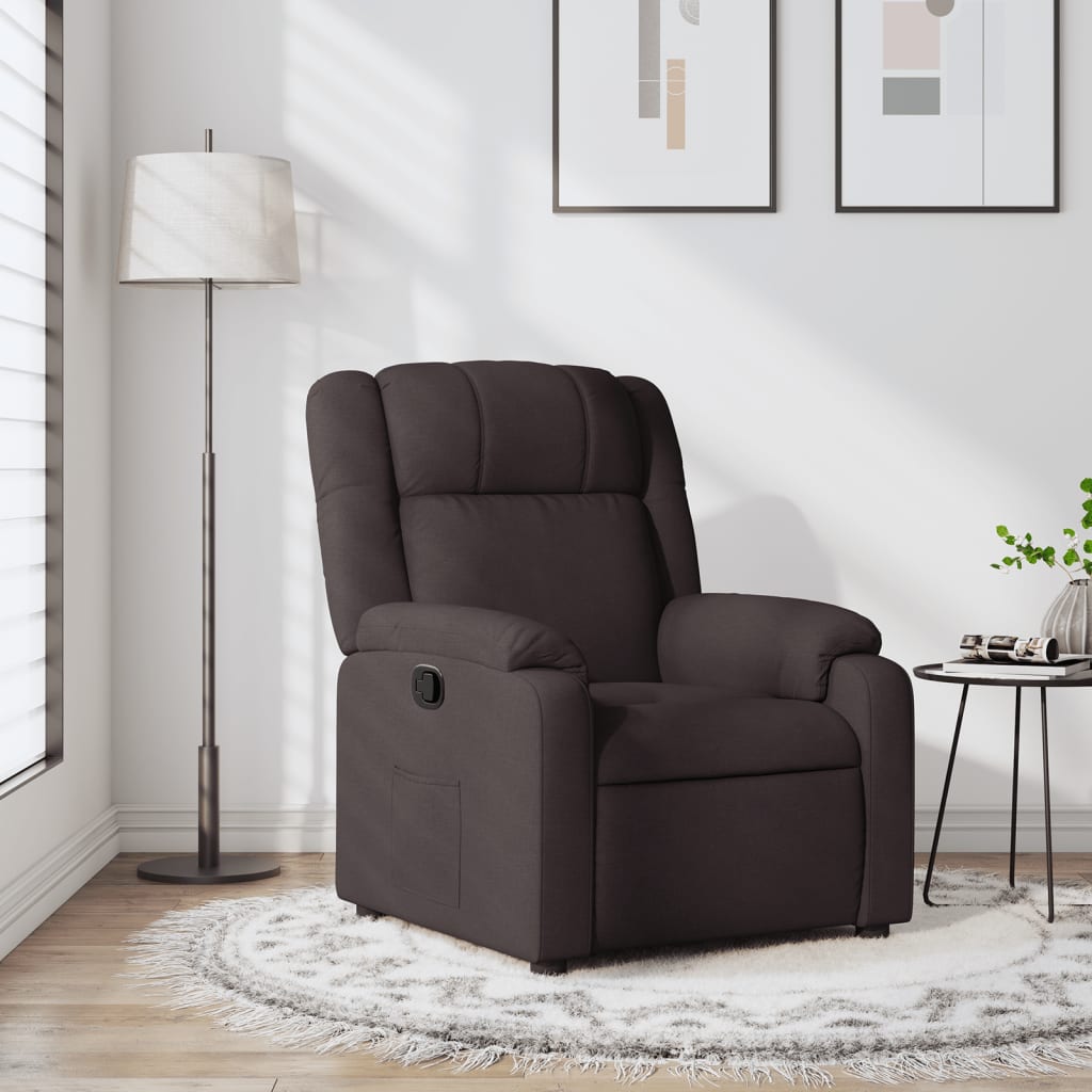 Fauteuil verstelbaar stof donkerbruin