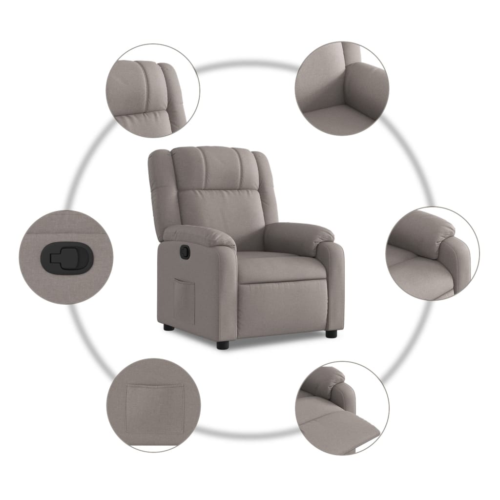 Fauteuil verstelbaar stof taupe