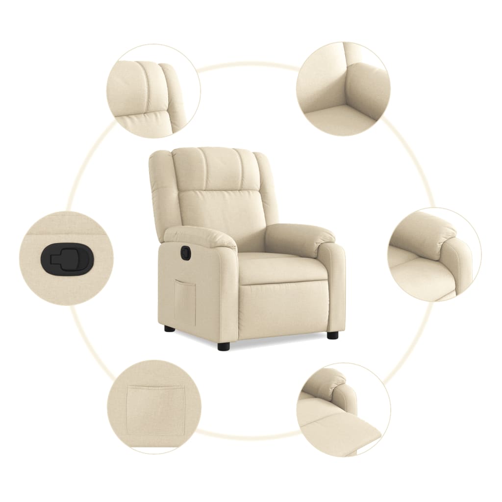 Fauteuil verstelbaar stof crèmekleurig