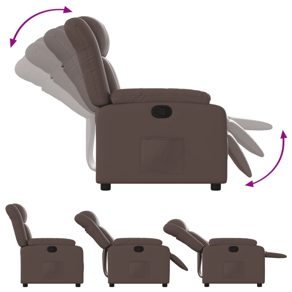 Fauteuil verstelbaar kunstleer bruin