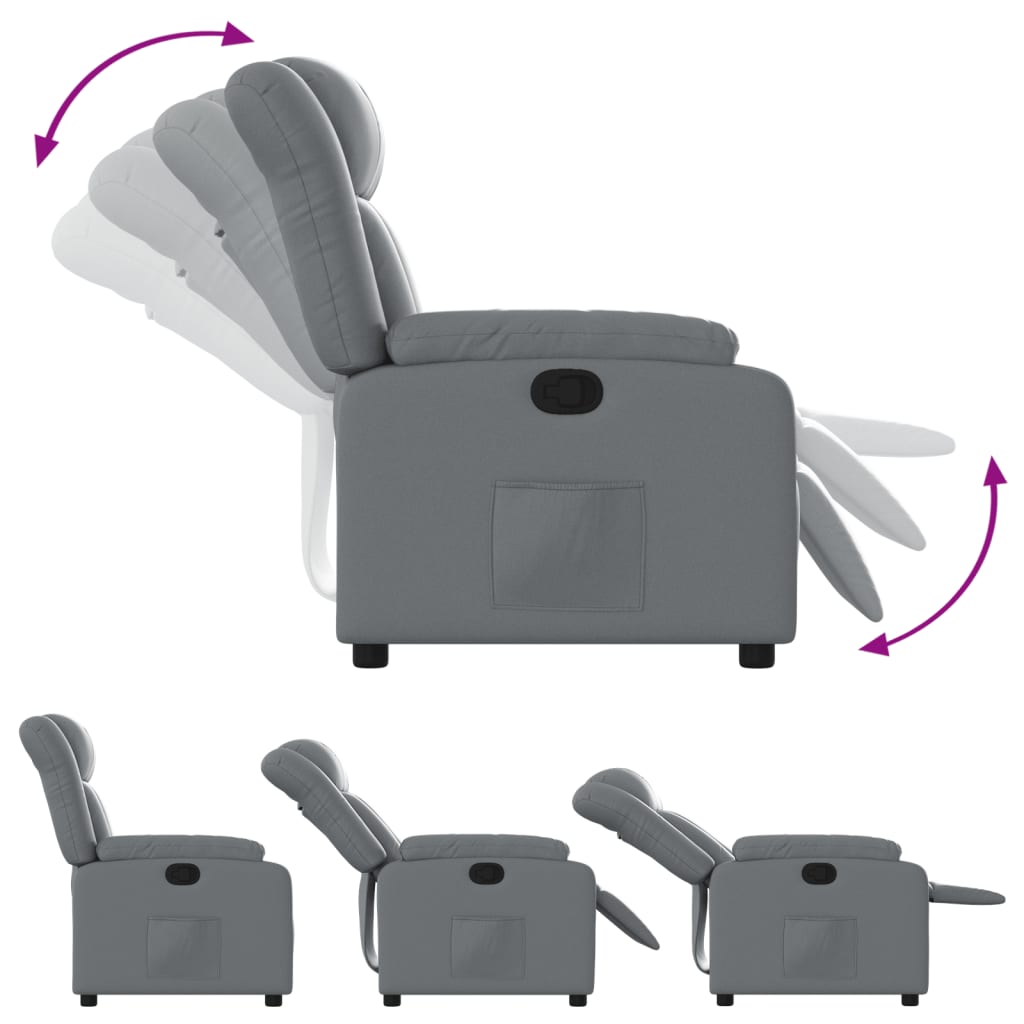 Fauteuil verstelbaar kunstleer grijs