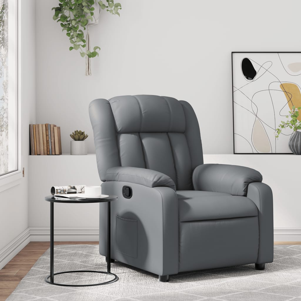 Fauteuil verstelbaar kunstleer grijs