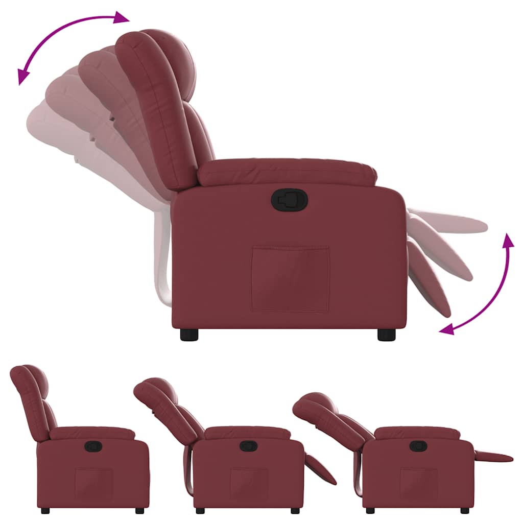 Fauteuil verstelbaar kunstleer wijnrood