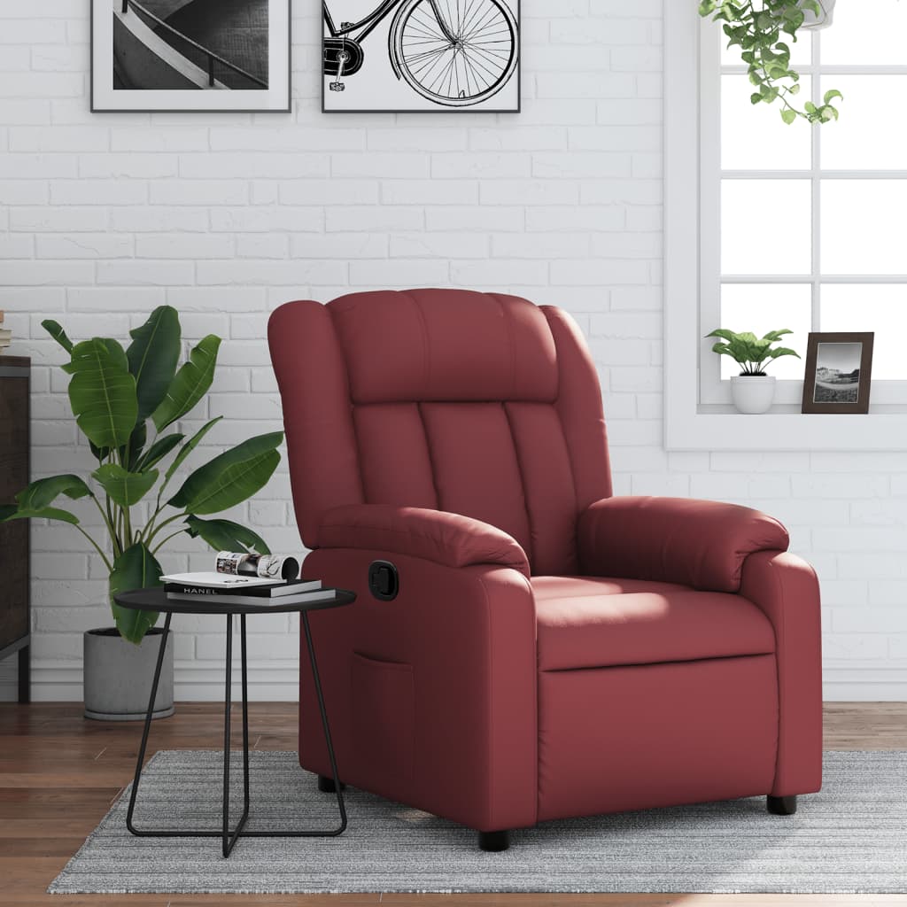 Fauteuil verstelbaar kunstleer wijnrood