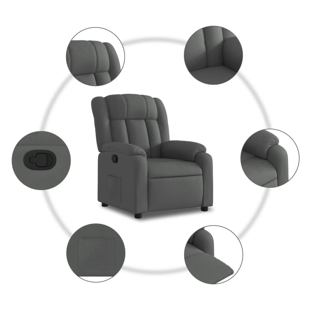 Fauteuil verstelbaar stof donkergrijs