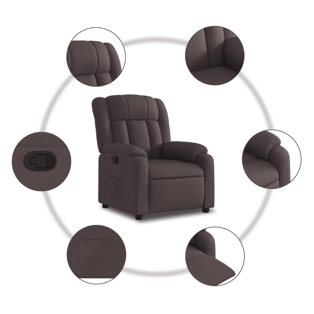 Fauteuil verstelbaar stof donkerbruin