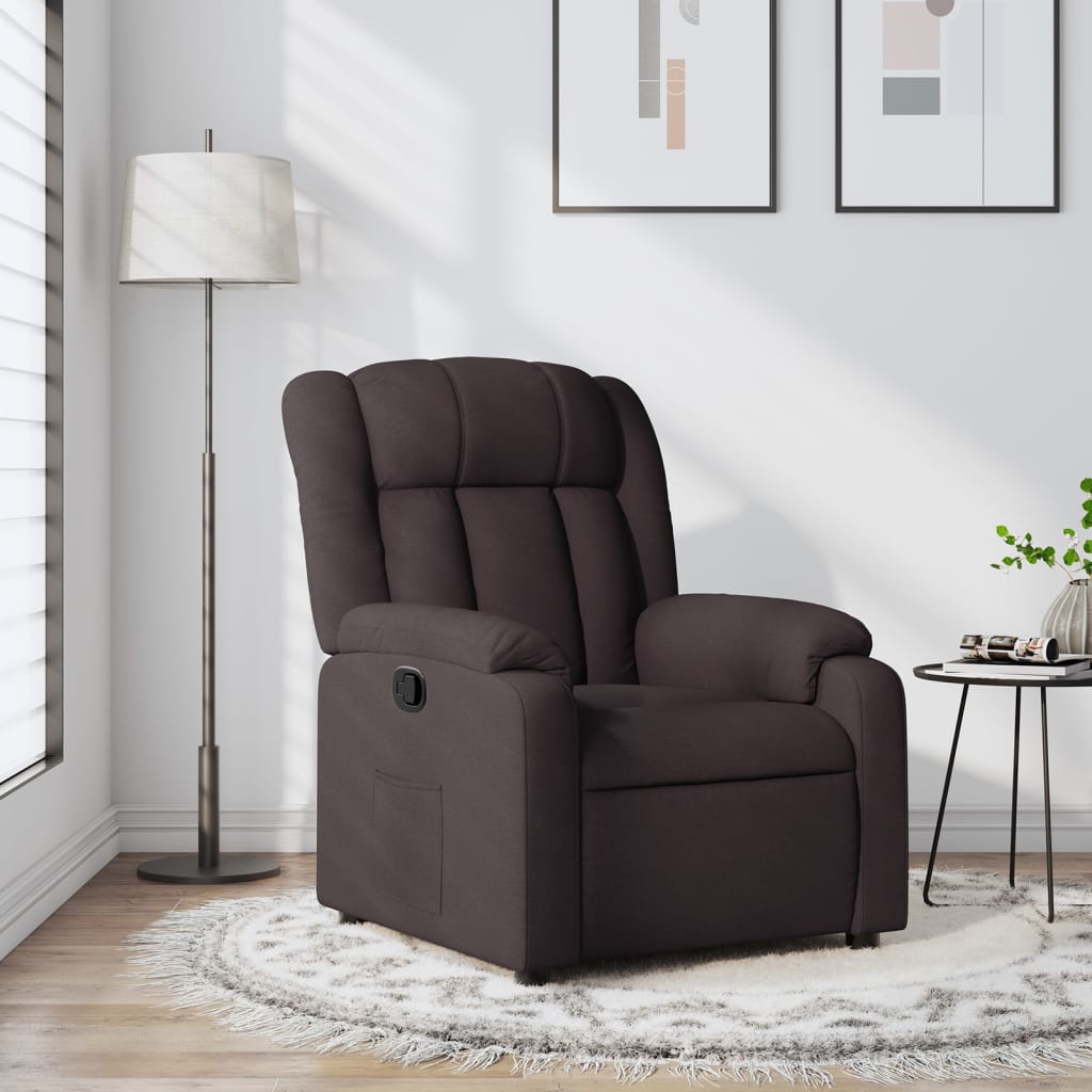 Fauteuil verstelbaar stof donkerbruin