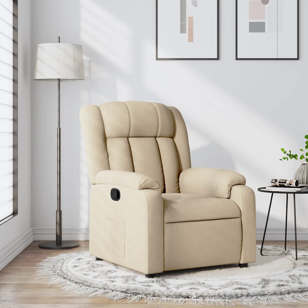 Fauteuil verstelbaar stof crèmekleurig