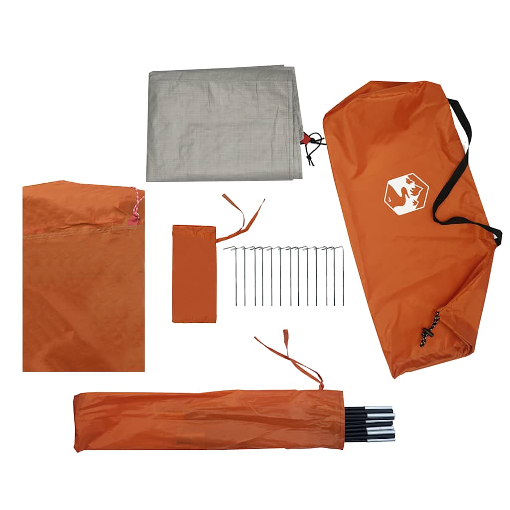 Koepeltent 2-persoons waterdicht grijs en oranje