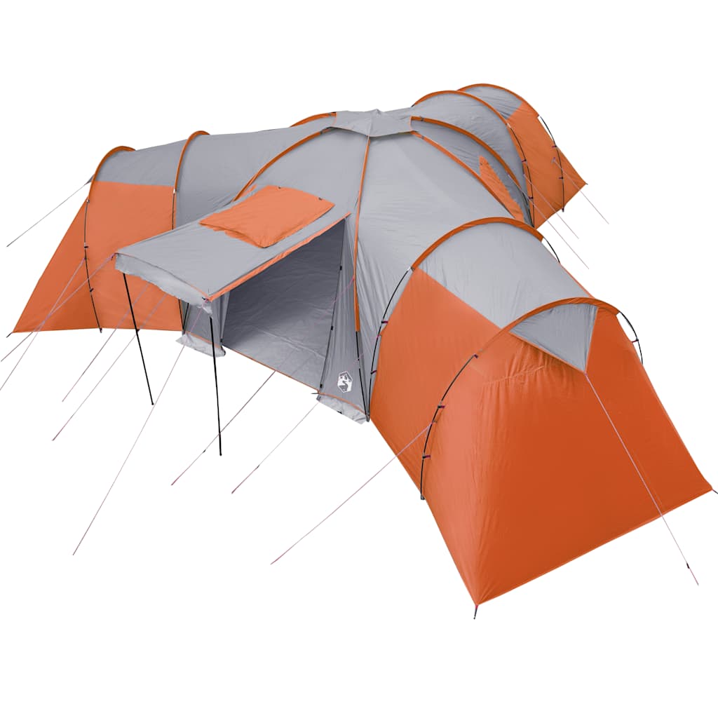 Koepeltent 12-persoons waterdicht grijs en oranje
