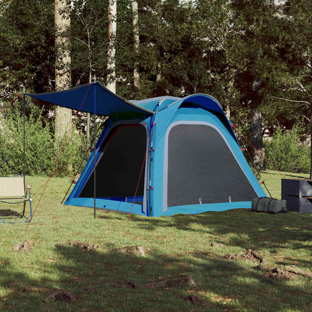 Tent 4-persoons waterdicht snelontgrendeling blauw