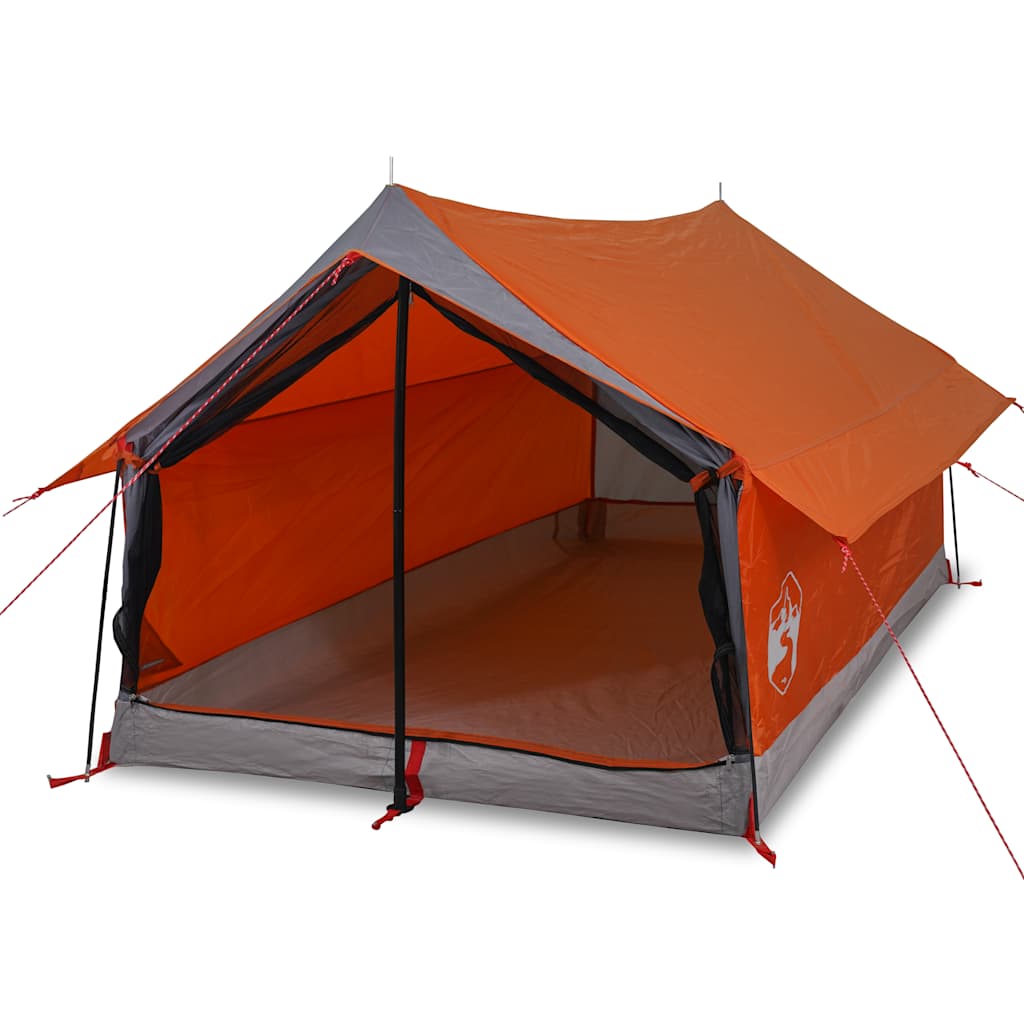 Tent 2-persoons waterdicht grijs en oranje