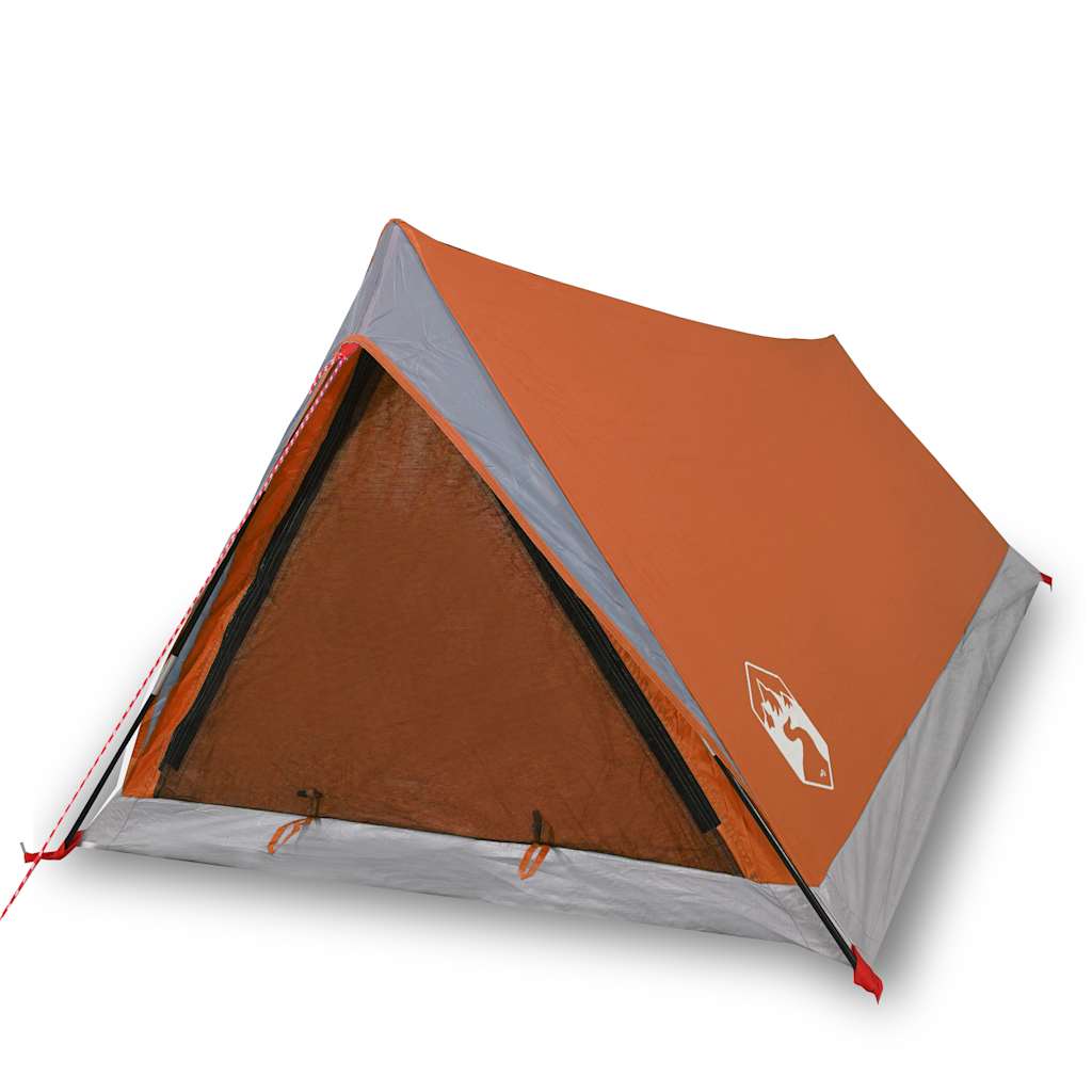 Tent 2-persoons waterdicht grijs en oranje