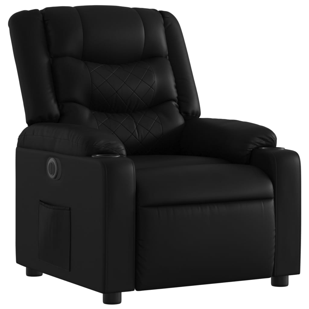 Fauteuil elektrisch verstelbaar kunstleer zwart