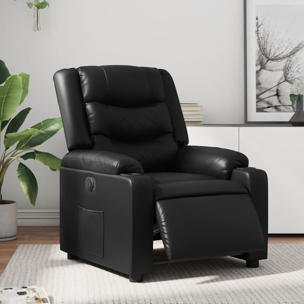 Fauteuil elektrisch verstelbaar kunstleer zwart