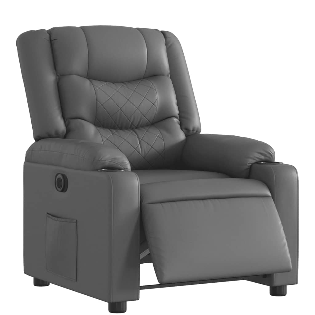 Fauteuil verstelbaar elektrisch kunstleer grijs