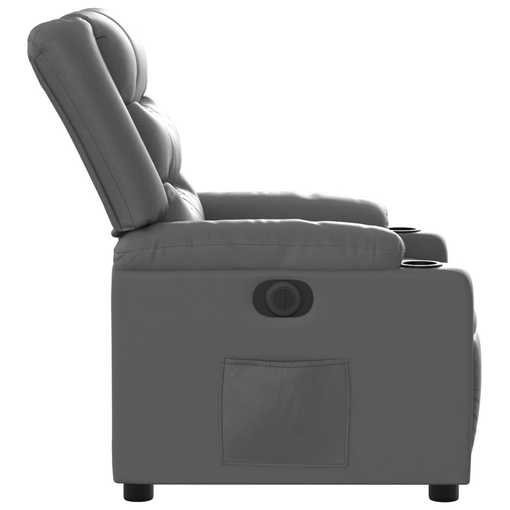 Fauteuil verstelbaar elektrisch kunstleer grijs