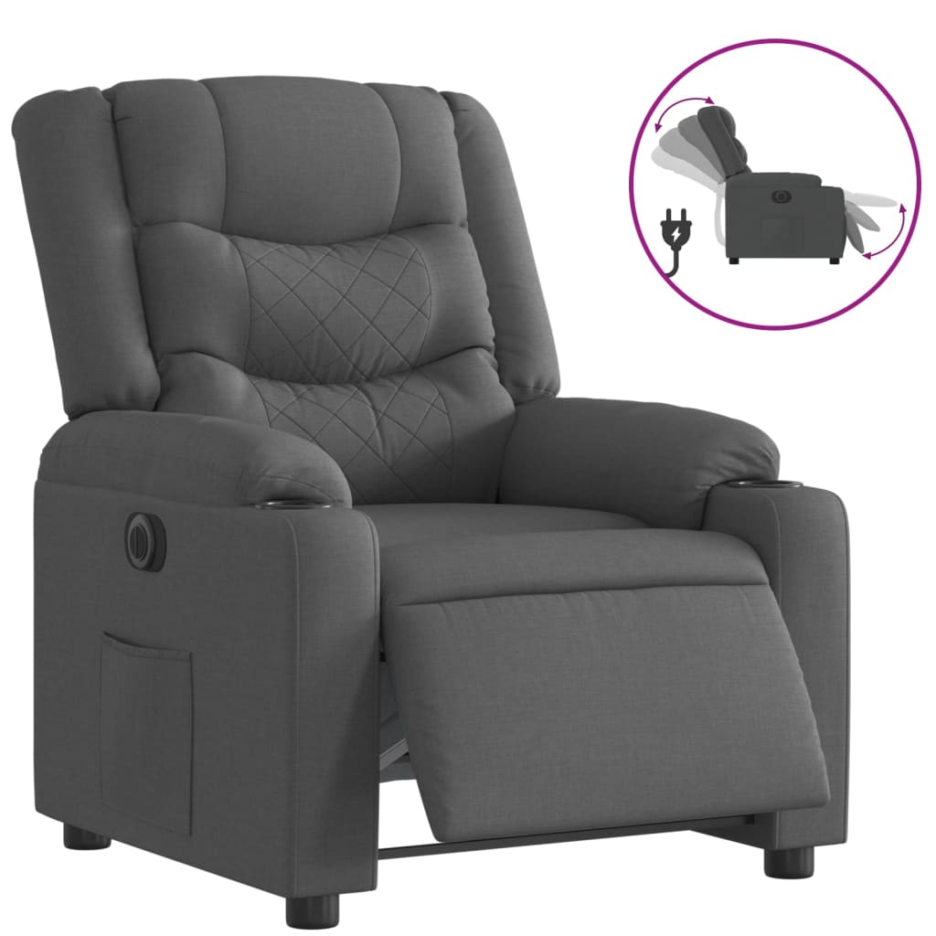 Fauteuil elektrisch verstelbaar stof donkergrijs