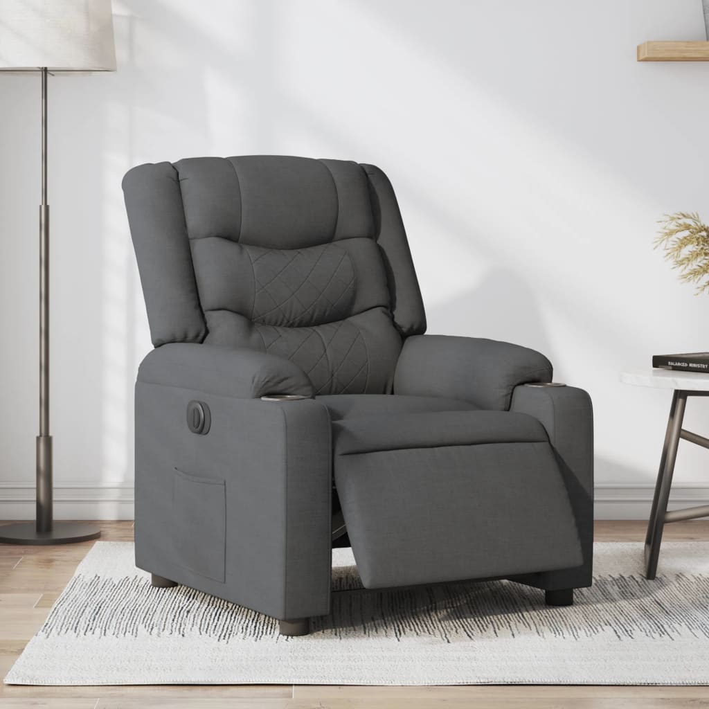 Fauteuil elektrisch verstelbaar stof donkergrijs