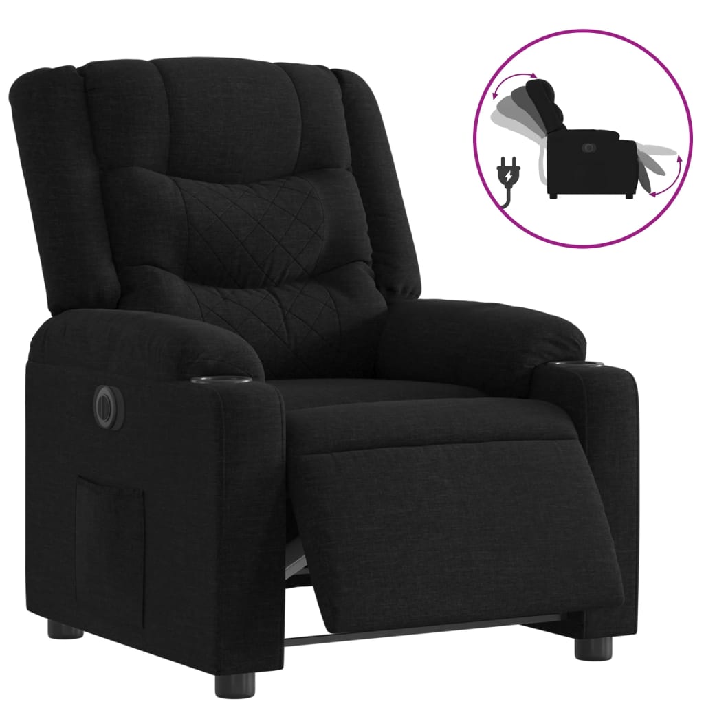 Fauteuil verstelbaar elektrisch stof zwart