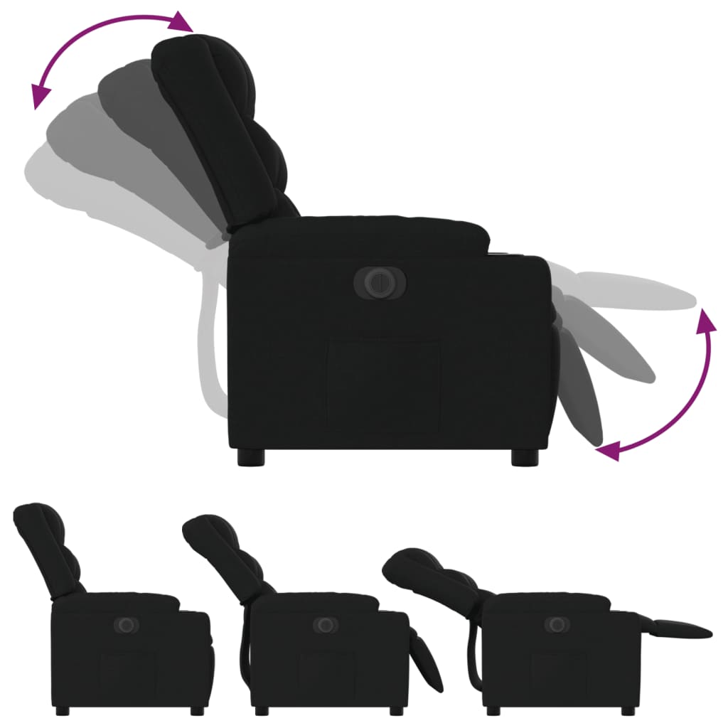 Fauteuil verstelbaar elektrisch stof zwart