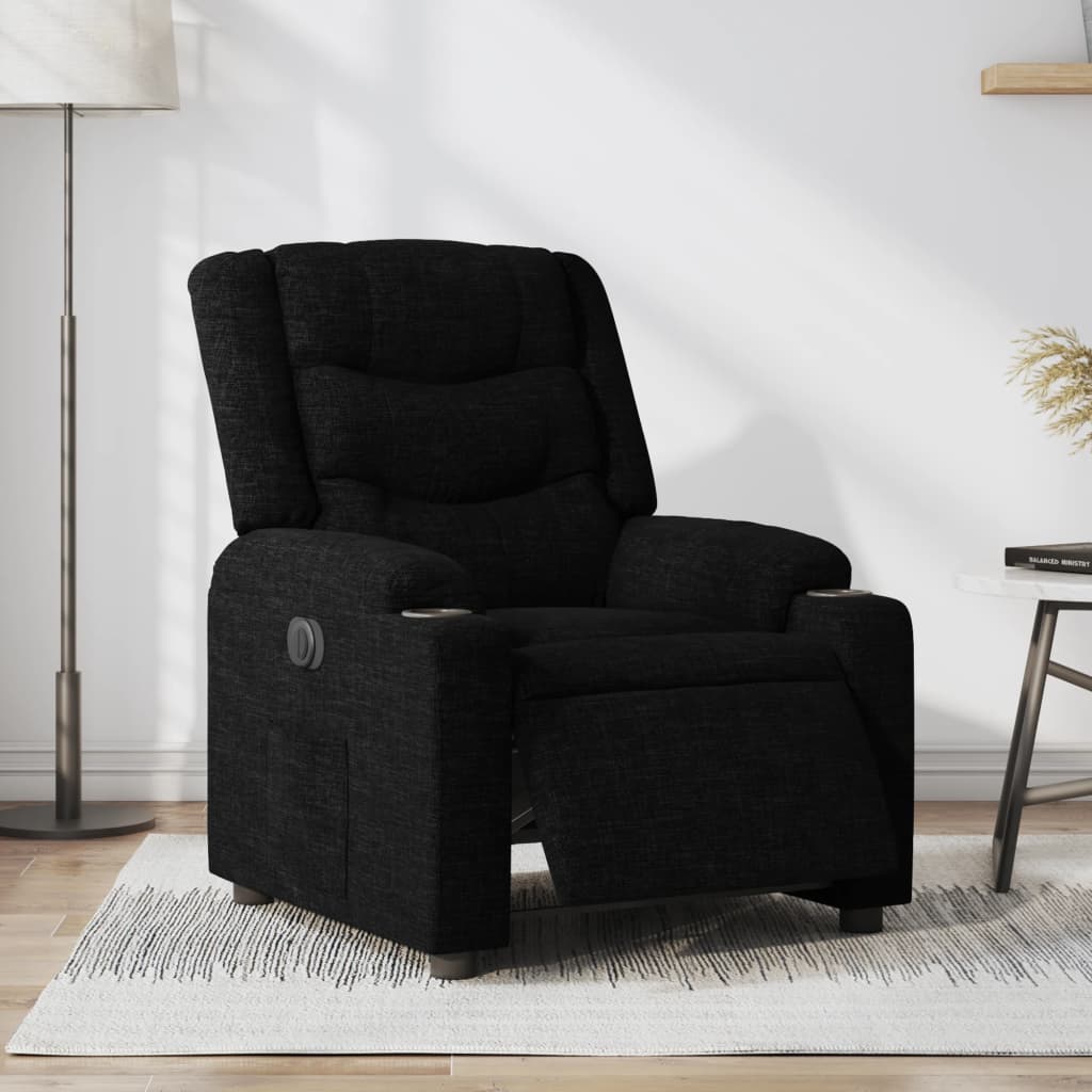 Fauteuil verstelbaar elektrisch stof zwart