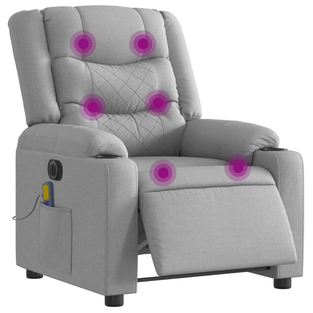 Massagestoel elektrisch verstelbaar stof lichtgrijs