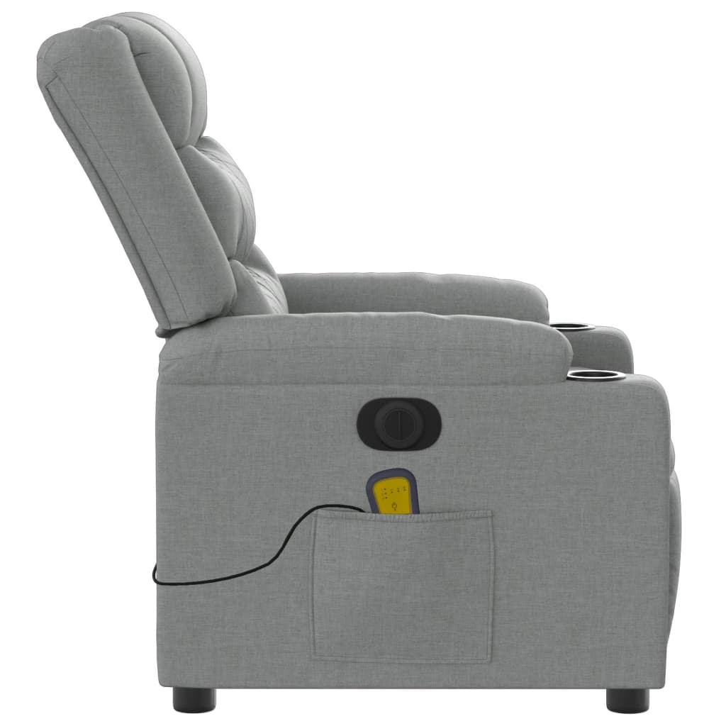 Massagestoel elektrisch verstelbaar stof lichtgrijs