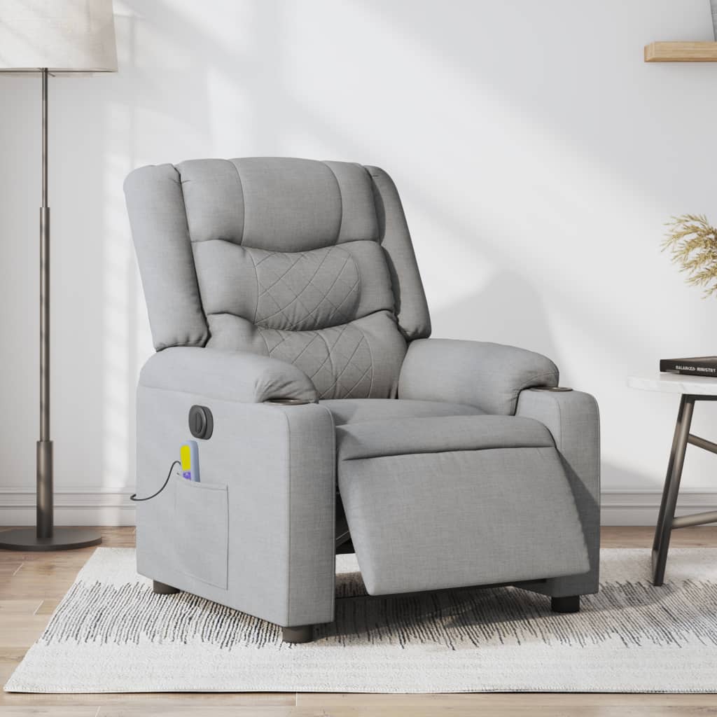 Massagestoel elektrisch verstelbaar stof lichtgrijs