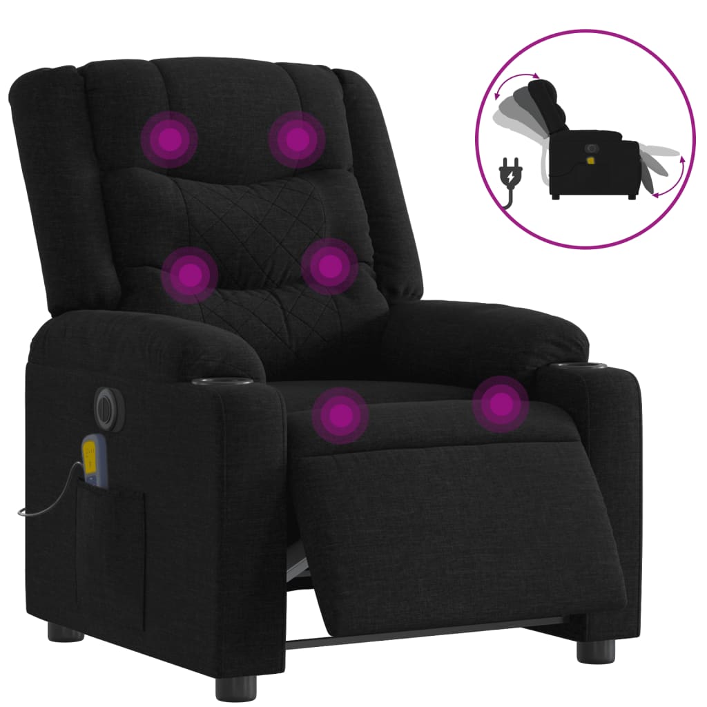 Massagestoel elektrisch verstelbaar stof zwart
