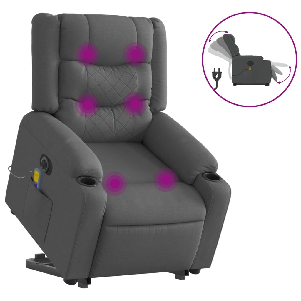 Sta-op-massagestoel elektrisch verstelbaar stof donkergrijs