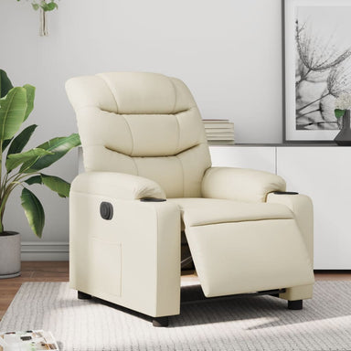 Fauteuil elektrisch verstelbaar kunstleer crèmekleurig