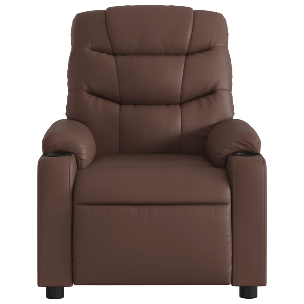 Fauteuil verstelbaar elektrisch kunstleer bruin