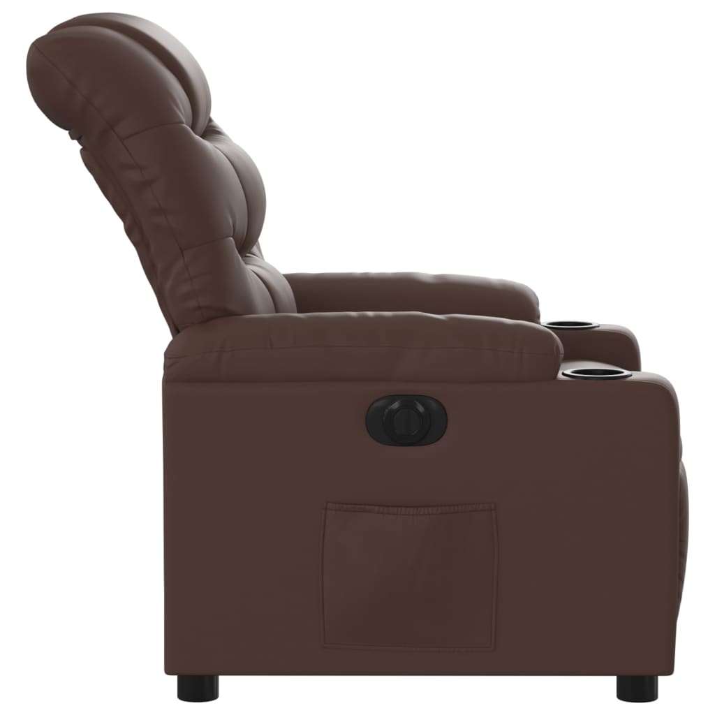 Fauteuil verstelbaar elektrisch kunstleer bruin