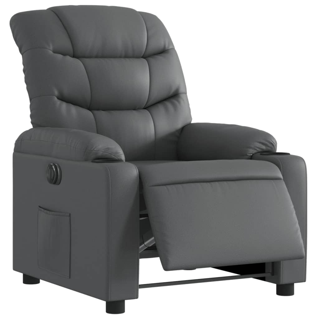 Fauteuil verstelbaar elektrisch kunstleer grijs