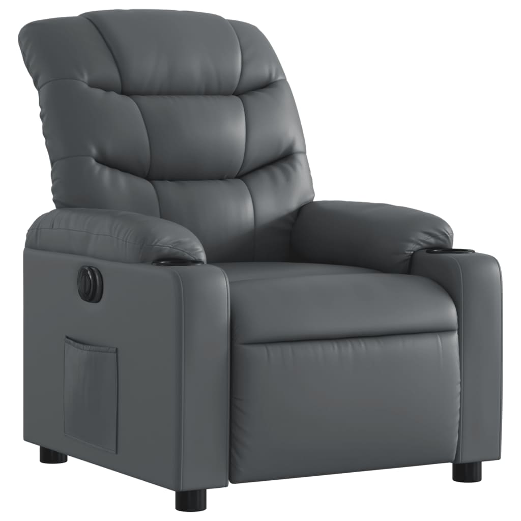 Fauteuil verstelbaar elektrisch kunstleer grijs