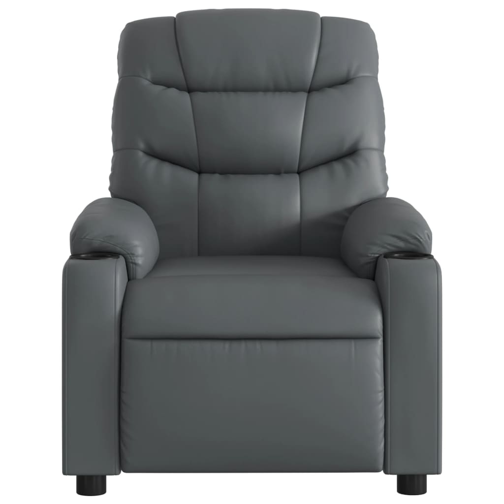 Fauteuil verstelbaar elektrisch kunstleer grijs