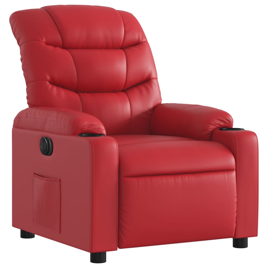 Fauteuil verstelbaar elektrisch kunstleer rood